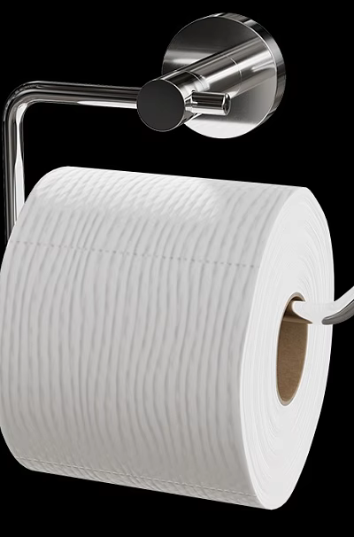 Premium Polished Chrome Toilet Paper Holder With White Tissue Roll For Modern Bathroom Daily Use 3d model