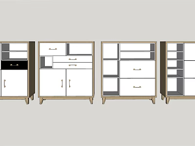 Modern Shoe Cabinet Design With Multiple Drawers Cabinets And Open Shelves 3d model