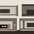 Modern TV Wall Design With Wooden Panels White Cabinets And Built In TV