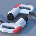 White And Red Electrical Power Plug With Black Cable For Home Use 3d model