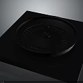 Modern Accent Furniture Piece With Black Circular Top Dark Square Base And Compass Details
