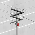 Road Facilities With Utility Pole Overhead Power Lines And Red Device 3d model