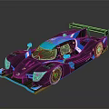 Black and Blue Race Car with Sleek Aerodynamic Exterior and Rear Wing