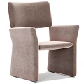 Modern Minimalist Single Chair With Light Gray Fabric And Unique Armrest Design