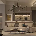 Modern Living Dining Room Interior With Sofa Coffee Table And Dining Table Chairs