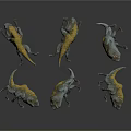 Diverse Lizard Toy Figures In Gray Yellow Colors With Crawling Poses