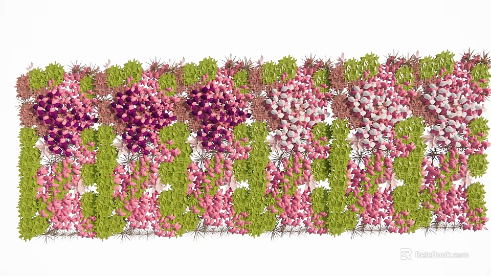 Beautiful Flower Rack Adorned With Purple Pink White Flowers And Green Leaves 3d model 