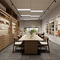 Bright Neutral Toned Modern Office With Interior Material Sample Display And Comfortable Lounge Seating