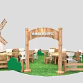 Chunzhen Yogurt Hot Zone Scene With Windmill Wooden Arch Lawn Tables Chairs And Cow Model