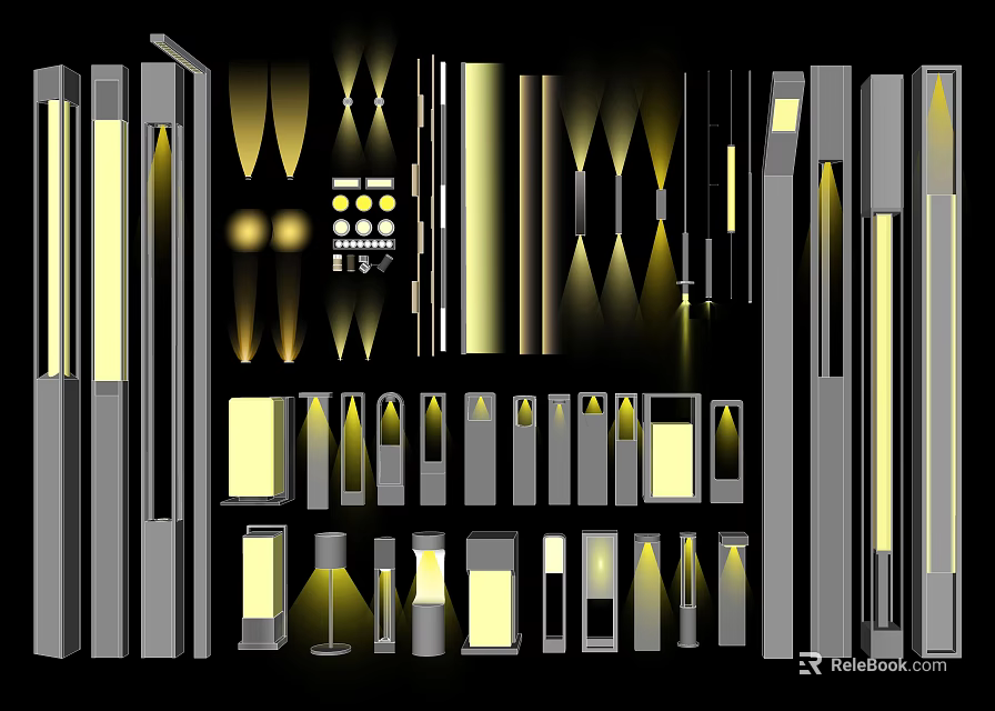 Modern Lighting Fixture Set With Floor Lamps Wall Sconces Pendant Lights And Table Lamps 3d model 