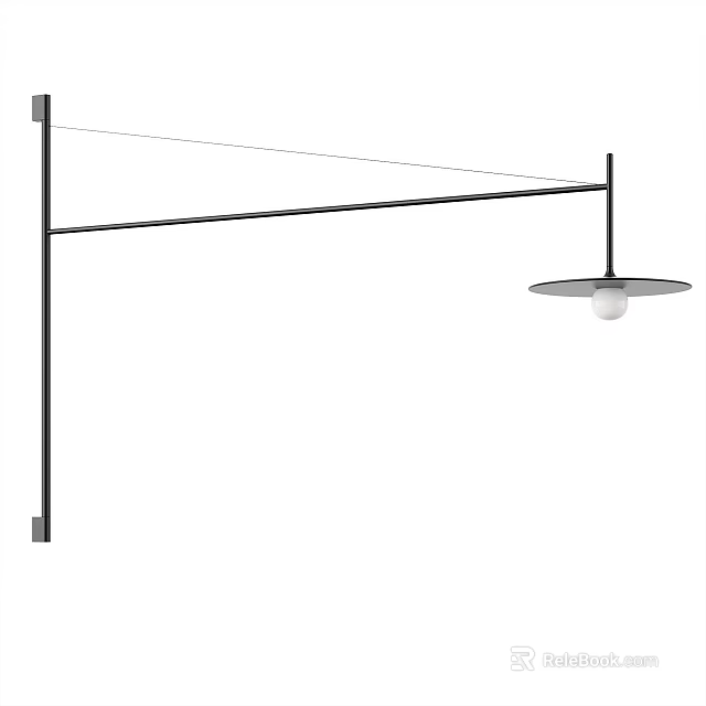 Modern Wall Light With Sleek Black Metal Bracket And Round White Globe Design 3d model