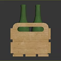 Wooden Crate Filled With Green Glass Bottles On Dark Surface