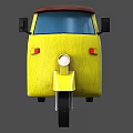Yellow Auto Rickshaw With Brown Roof And Open Passenger Seats Design