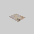 Square Rug With Geometric Patterns Beige Gray Tones And Gold Accent Lines