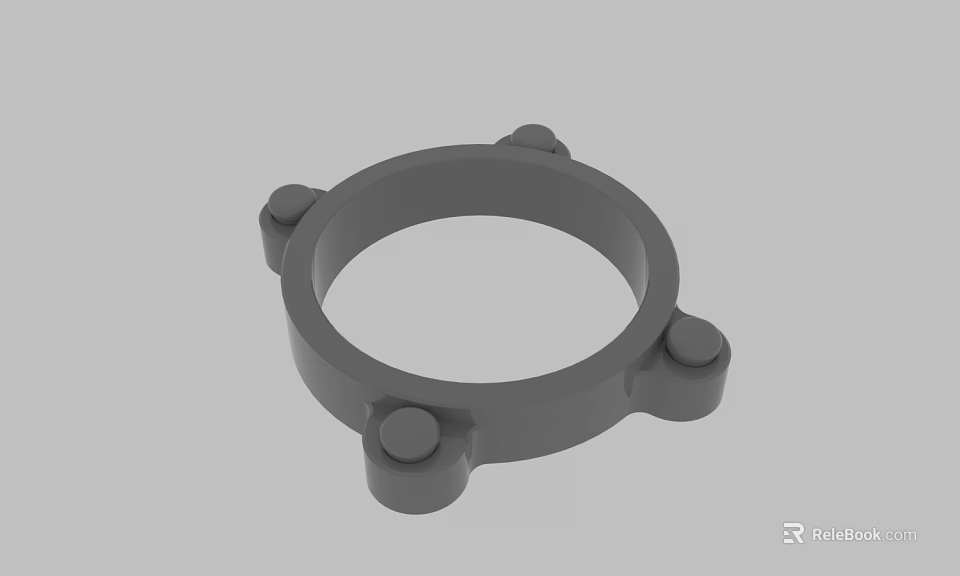 Durable Gray Plastic Mechanical Ring Part With Four Mounting Protrusions 3d model