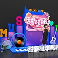 Music Symbols Candy Lollipop Music Festival Meichen Photo Pit-in Interactive Stage Blue Red 3d model