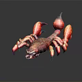Realistic Red Scorpion Figurine With Glowing Eyes On Dark Reflective Background