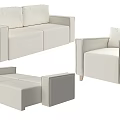Modern Light Colored Sofa Set With Two Seater Armchair And Ottoman 3d model