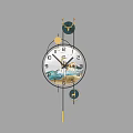 Decorative Wall Clocks With Deer Pattern Golden Accents And Hanging Pendants 3d model