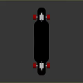 Black Longboard Skateboard With Orange Edge Red Wheels And White Trucks