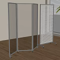 Modern Room Dividers With Transparent And Striped Panels On Rolling Wheels