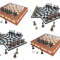 Stylish Chess Board Games With Various Designs Wooden Star Shaped Boards And Chess Pieces