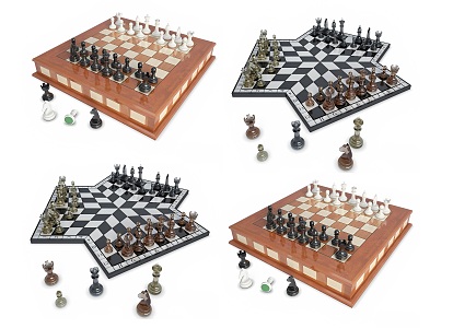 Modern Chess Checkers Board Combination Glass Solid Wood Chess Board Glass Checkers Board 3d model