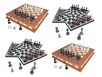 Modern Chess Checkers Board Combination Glass Solid Wood Chess Board Glass Checkers Board 3d model