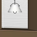 Modern White Pendant Light Hanging In Room With White Window Blinds