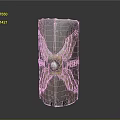 Green Decorative Column With Intricate Eagle Wing Carvings And Metal Accent
