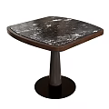 Modern Square Dining Table With Black And White Marble Top And Dark Round Pedestal Base
