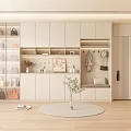 Modern Minimalist Shoe Cabinet with Glass Doors Storage Bags Clothing Rack and Light Color Bench