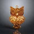 Golden Owl Pendant Intricately Carved Decorative Fashion Jewelry Accessory for Clothing