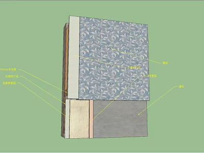 Building Wall Structure With Layered Construction Decorative Panel Insulation And Base Layers 3d model
