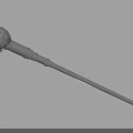 3D Model Of Decorative Long Staff With Spherical Top And Detailed Structure