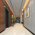 Modern Office Corridor Interior Design With Ambient Lighting And Decorative Elements