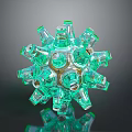 Intricate Artistic Green Spherical Object With Transparent Components And Metallic Accents
