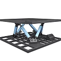 Mechanical Lifting Platform With Square Top Blue Supports And Metal Base
