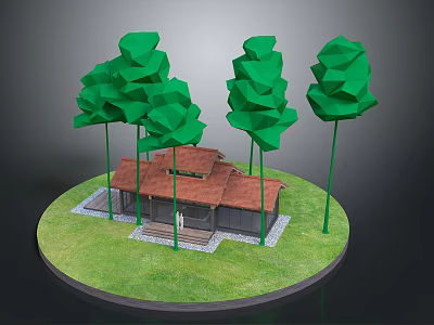 Modern Cartoon Building Wooden House Residential House Wooden House 3d model