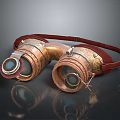 Vintage Copper Jewelry With Red Leather Strap And Metal Decorations