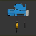 Blue Industrial Electric Hoist Lifting Device With Yellow Black Warning Stripes Hook