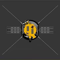 Yellow Spacecraft Model With Solar Panels And Antenna For Space Exploration
