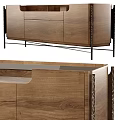 Modern Wooden Entryway Side Cabinet With Storage Drawers And Metal Legs Design