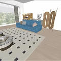 Modern retro double sofa 3d model