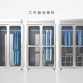 Public Facility Stainless Steel Work Clothes Disinfection Cabinets With Glass Doors And Blue Uniforms