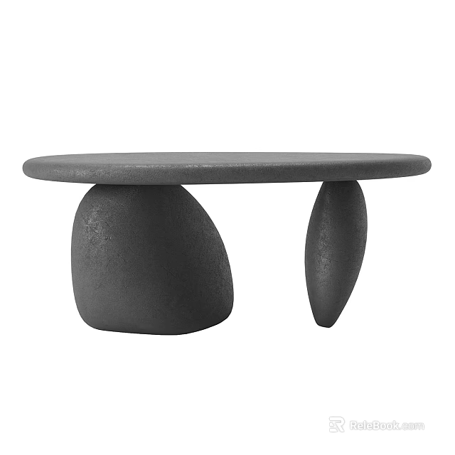 Modern Black Coffee Table With Round Top And Unique Shaped Legs Design 3d model