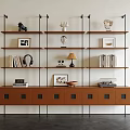 Middle Style Cabinet Rack Middle Style Bookshelf Cabinet Rack Decorative Ornaments 3d model