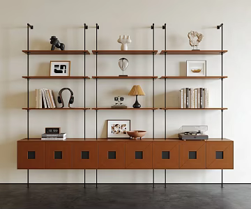 Middle Style Cabinet Rack Middle Style Bookshelf Cabinet Rack Decorative Ornaments 3d model