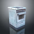 Vintage Old White Oven With Stove Top Control Knobs Oven Door And Drawer
