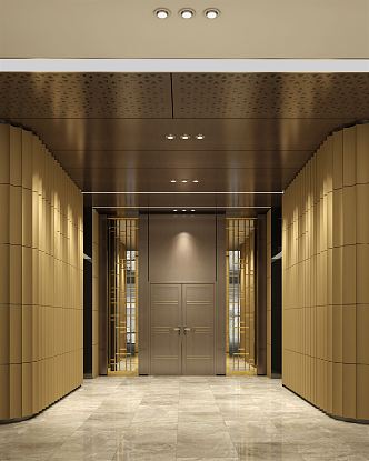 Light Luxury Elevator Hall Elevator Room 3d model